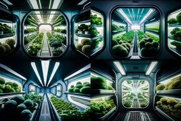 Serre futuriste pour la culture des plantes et des légumes pour l'alimentation - Générative IA