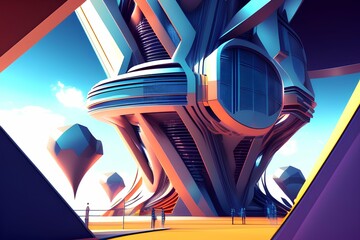 Abstract technological and futuristic structure, science wallpaper, 3D illustration - generative ai
