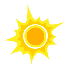Summer bright sun illustration. Stylized image of sunny day and heat.