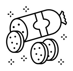 label sausage piece icon. Simple line, outline of grocery icons for ui and ux, website or mobile application