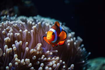a clownfish in the coral reef, generative AI