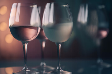 Wine glasses as soft ethereal dreamy background. Generative Ai