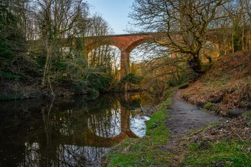 Fototapete Landwasserviadukt Derwent Walk Viaduct above River Derwent, formed by the meeting of two burns in the North Pennines and flows between the boundaries of Durham and Northumberland as a tributary of the River Tyne