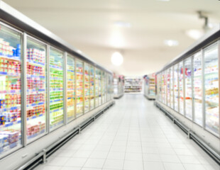 empty supermarket,frozen food from a supermarket freezer.