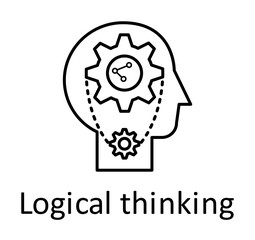 Human, gears in mind icon. Element of human mind with name icon. Thin line icon for website design and development, app development. Premium icon