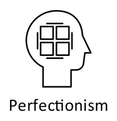 Human, perfectionist in mind icon. Element of human mind with name icon. Thin line icon for website design and development, app development. Premium icon