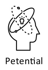 Human, light bulb, atoms in mind icon. Element of human mind with name icon. Thin line icon for website design and development, app development. Premium icon