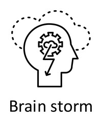 Human, gear, cloud, lightning in mind icon. Element of human mind with name icon. Thin line icon for website design and development, app development. Premium icon