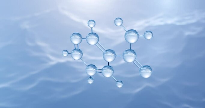 Nicotinamide molecule, rotating 3D model of Niacinamide under a microscope, seamless looped video, abstract molecular structure