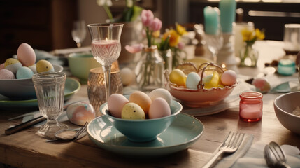 Fototapeta na wymiar Easter table setting