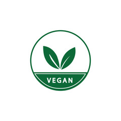 Fototapeta na wymiar Vegan Bio, Ecology, Organic logo and icon, label, tag. Green leaf icon on white background.