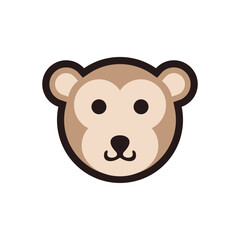 Monkey head cartoon animal icon
