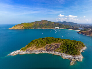 Fototapeta na wymiar Aerial drone Koh Man island and Nai Han beach, Phuket, Thailand.