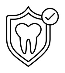 tooth, insurance, protection, check icon. Element of insurance icon. Thin line icon for website design and development, app development. Premium icon