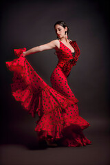 beautiful flamenco dancer. generated by AI - obrazy, fototapety, plakaty