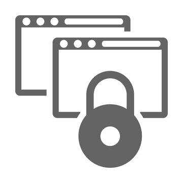 Data encryption, locked website, online security concept, ssl protocol, webpage protection icon