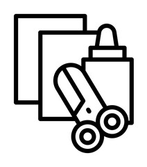 Scissors, glue, paper icon. Simple line, outline elements of kindergarten icons for ui and ux, website or mobile application