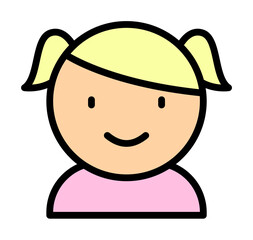 Girl, child icon. Simple color with outline elements of kindergarten icons for ui and ux, website or mobile application