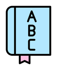 Book, letters icon. Simple color with outline elements of kindergarten icons for ui and ux, website or mobile application