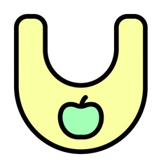 Bib, apple icon. Simple color with outline elements of kindergarten icons for ui and ux, website or mobile application