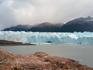 Patagonian lake and mountain glacier