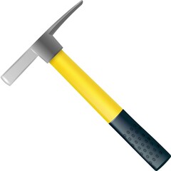 Realistic masons hammer with fiberglass handle. Vector industrial workers tool. Equipment for repair, contract and locksmith work. Vector .