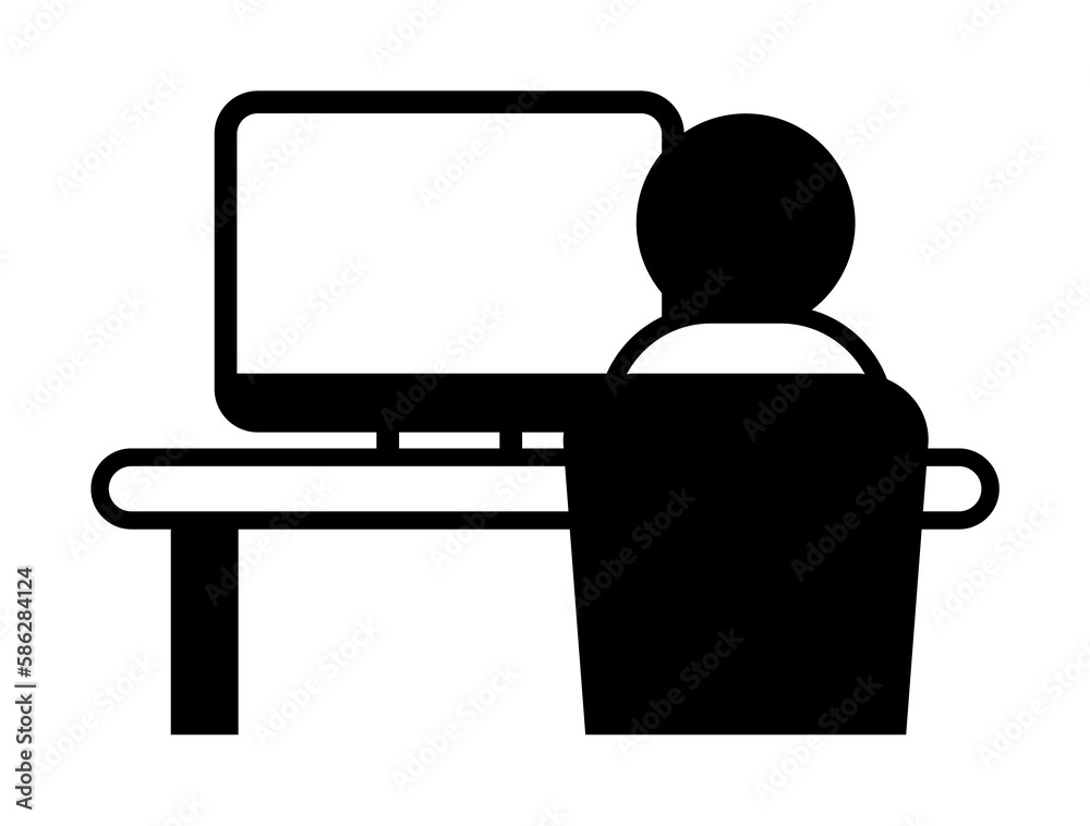 Aufkleber man computer icon. Element of harmful things icon for mobile concept and web apps. Detailed man computer icon can be used for web and mobile