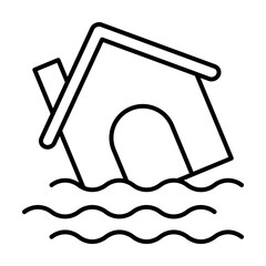 House, water, flood icon. Simple line, outline elements of natural disasters icons for ui and ux, website or mobile application