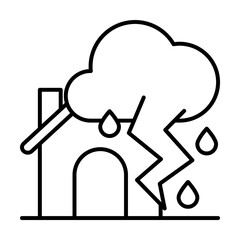 House, cloud, rain, lightning icon. Simple line, outline elements of natural disasters icons for ui and ux, website or mobile application