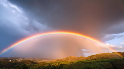 Fototapeta na wymiar A beautiful rainbow in the sky Generative AI