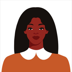 Beautiful black woman in elegant vector portrait