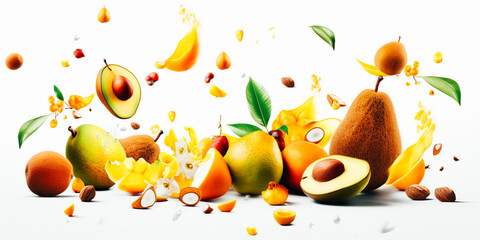 Obraz na płótnie Canvas Exotic fruit mix on white background