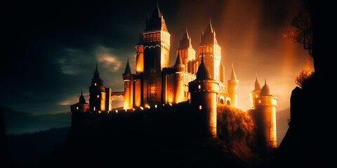 Fototapeta premium Fantasy Castle. Night scene