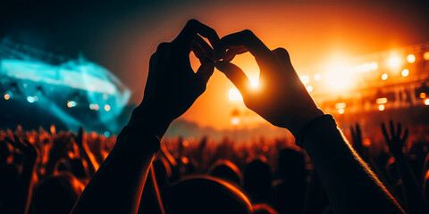 Heart shaped hands at concert