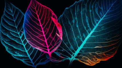 Macro leaves background texture blue, turquoise, pink color