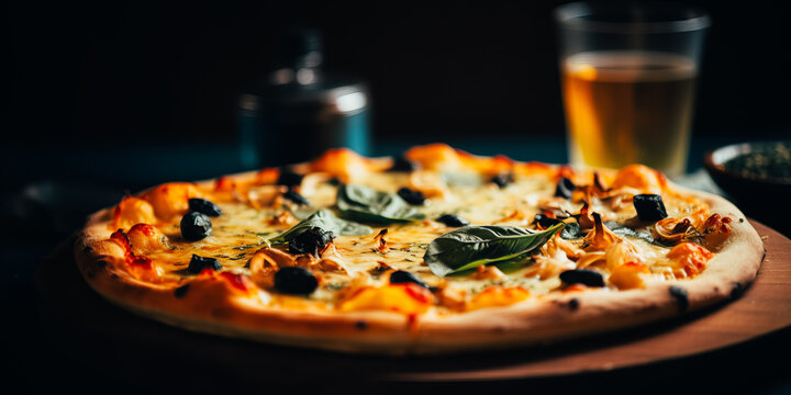 Pizza Siciliana Isolated On Wooden Background Stock Photo - Download Image  Now - Pizza, Chorizo, Bruschetta - iStock