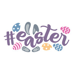 Easter hashtag design with eggs and bunny for Easter celebration
