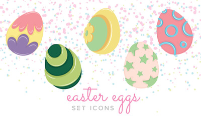 Traditional colored easter eggs icons set Vector illustration
