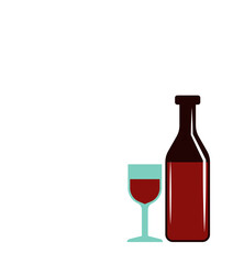 bottle of wine and glass colored illustration. Element of colored food icon for mobile concept and web apps. Detailed bottle of wine and glass icon can be used for web and mobile