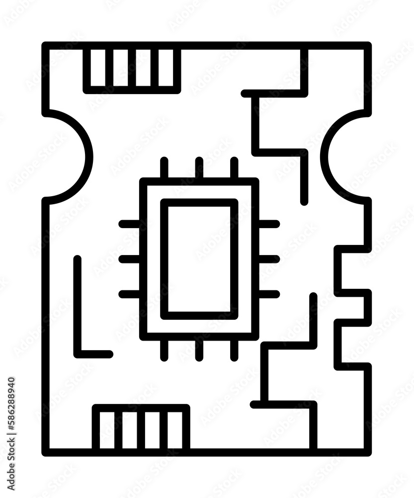 Aufkleber board, circuit icon. element of robotics engineering for mobile concept and web apps icon. thin line