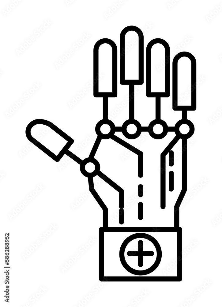 Aufkleber robot hand icon. element of robotics engineering for mobile concept and web apps icon. thin line ico