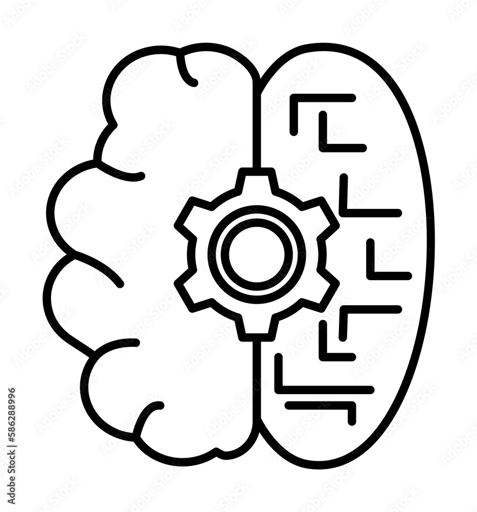 Aufkleber artificial, brain icon. element of robotics engineering for mobile concept and web apps icon. thin l