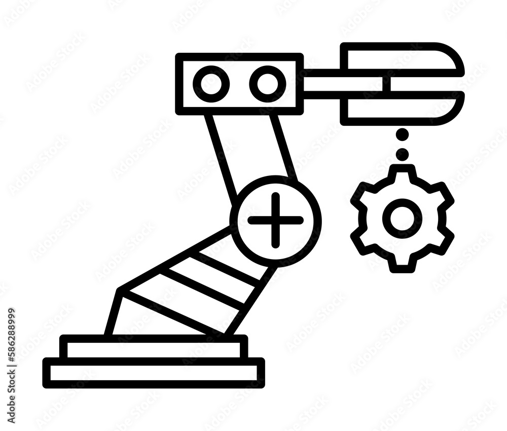 Aufkleber assembly, hand icon. element of robotics engineering for mobile concept and web apps icon. thin line