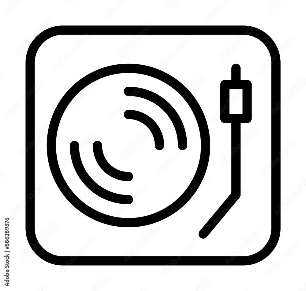 Poster record player icon. simple line, outline elements of rock n roll icons for ui and ux, website or mob