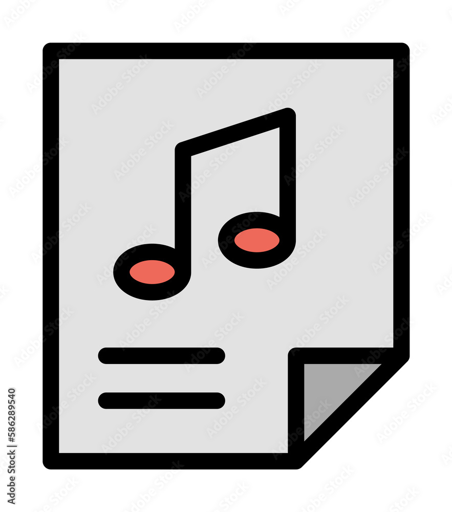 Poster paper, note icon. simple color with outline elements of rock n roll icons for ui and ux, website or 