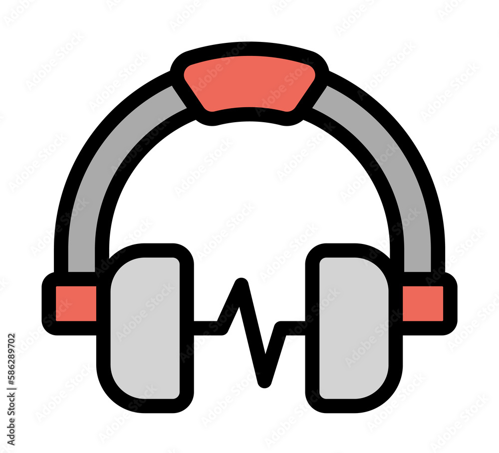 Poster headphone icon. simple color with outline elements of rock n roll icons for ui and ux, website or mo