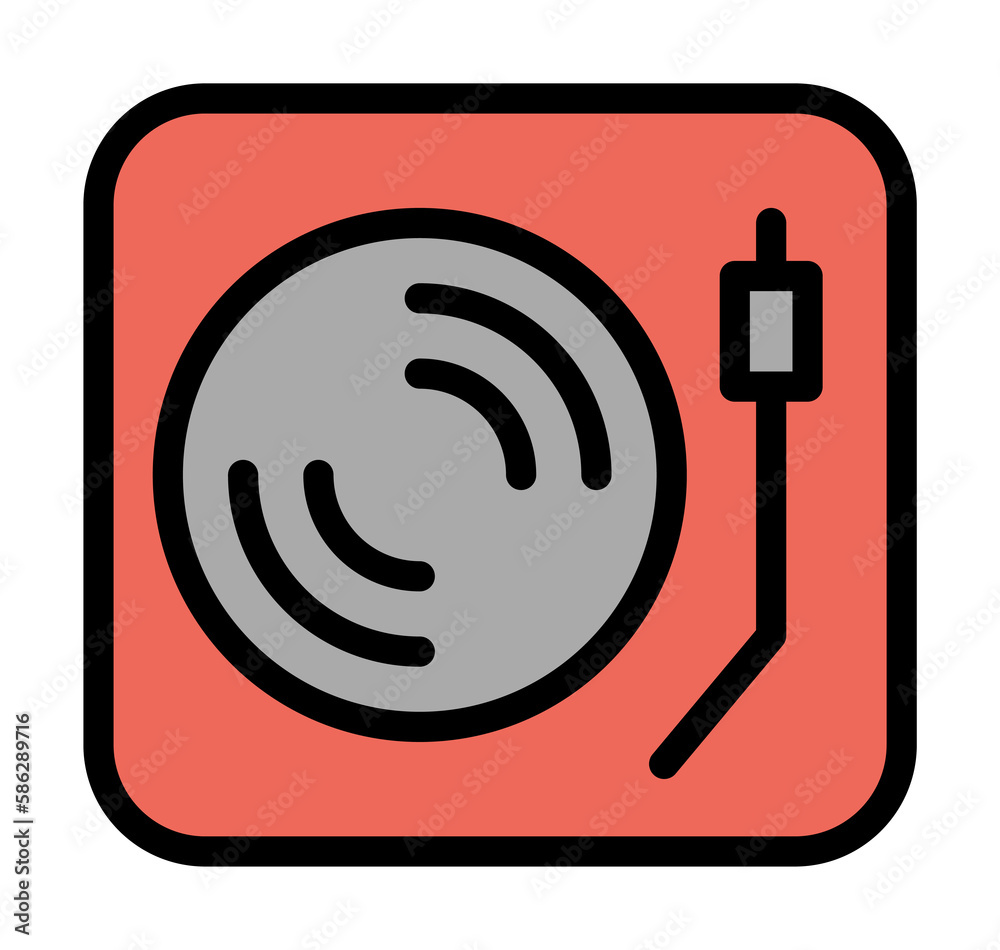 Aufkleber record player icon. simple color with outline elements of rock n roll icons for ui and ux, website o