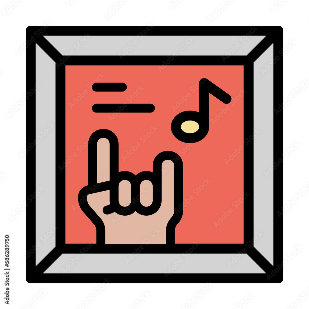 Poster portrait icon. simple color with outline elements of rock n roll icons for ui and ux, website or mob