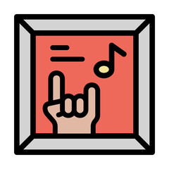 Portrait icon. Simple color with outline elements of rock n roll icons for ui and ux, website or mobile application
