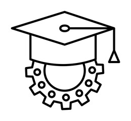 Graduation cap gear icon. Element of school